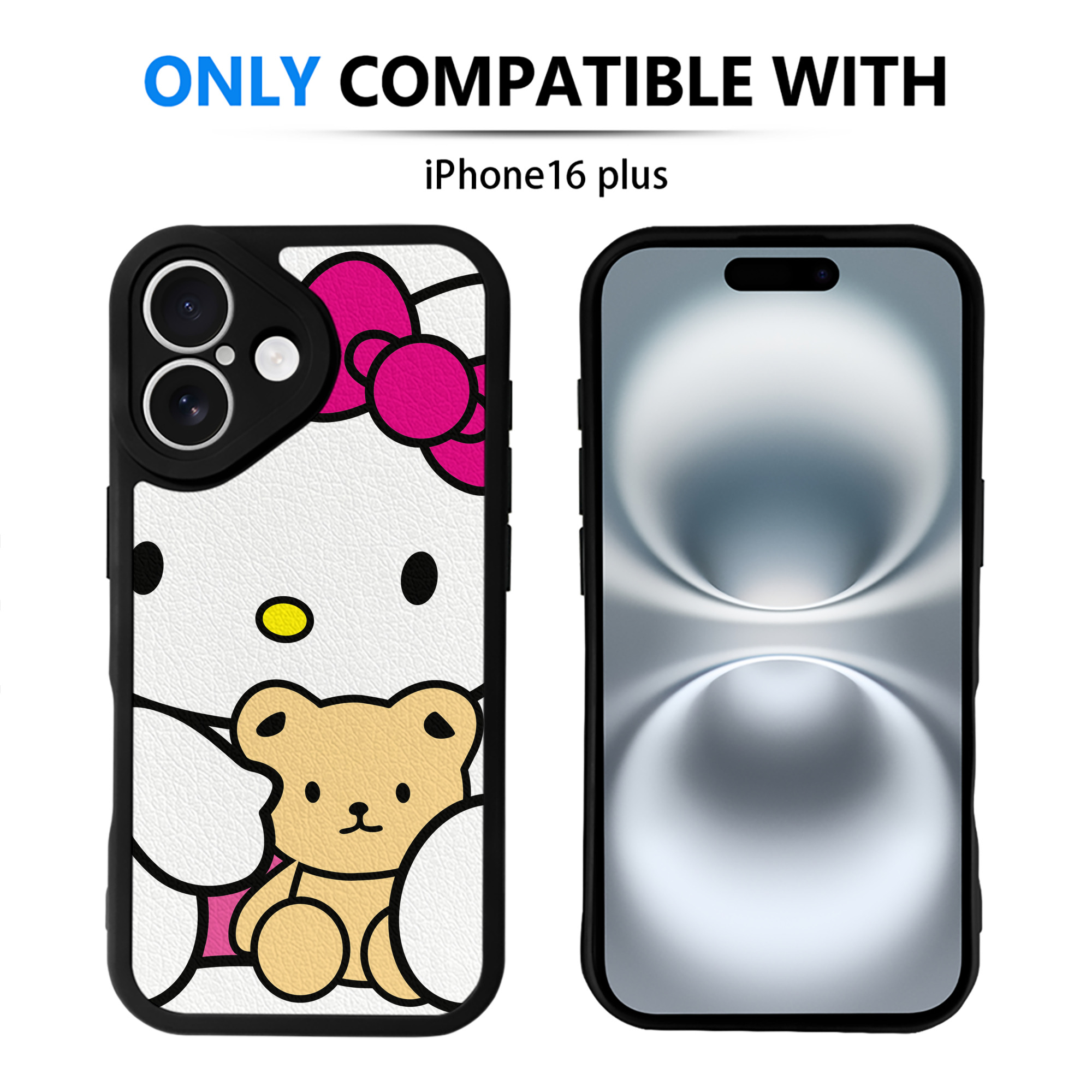 （画像用） Hello Kitty ハローキティ 【iPhone 16シリーズ対応】シリコンスマホケース（レザー調） 材質：シリコン